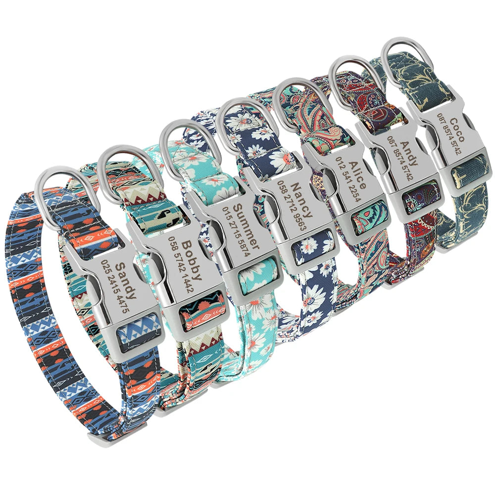 Nylon Printed Dog Personalized Collar