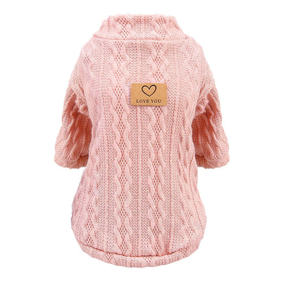 Knit Sweater for  Small Medium Dogs & Cats – Pink Winter Pet Clothing