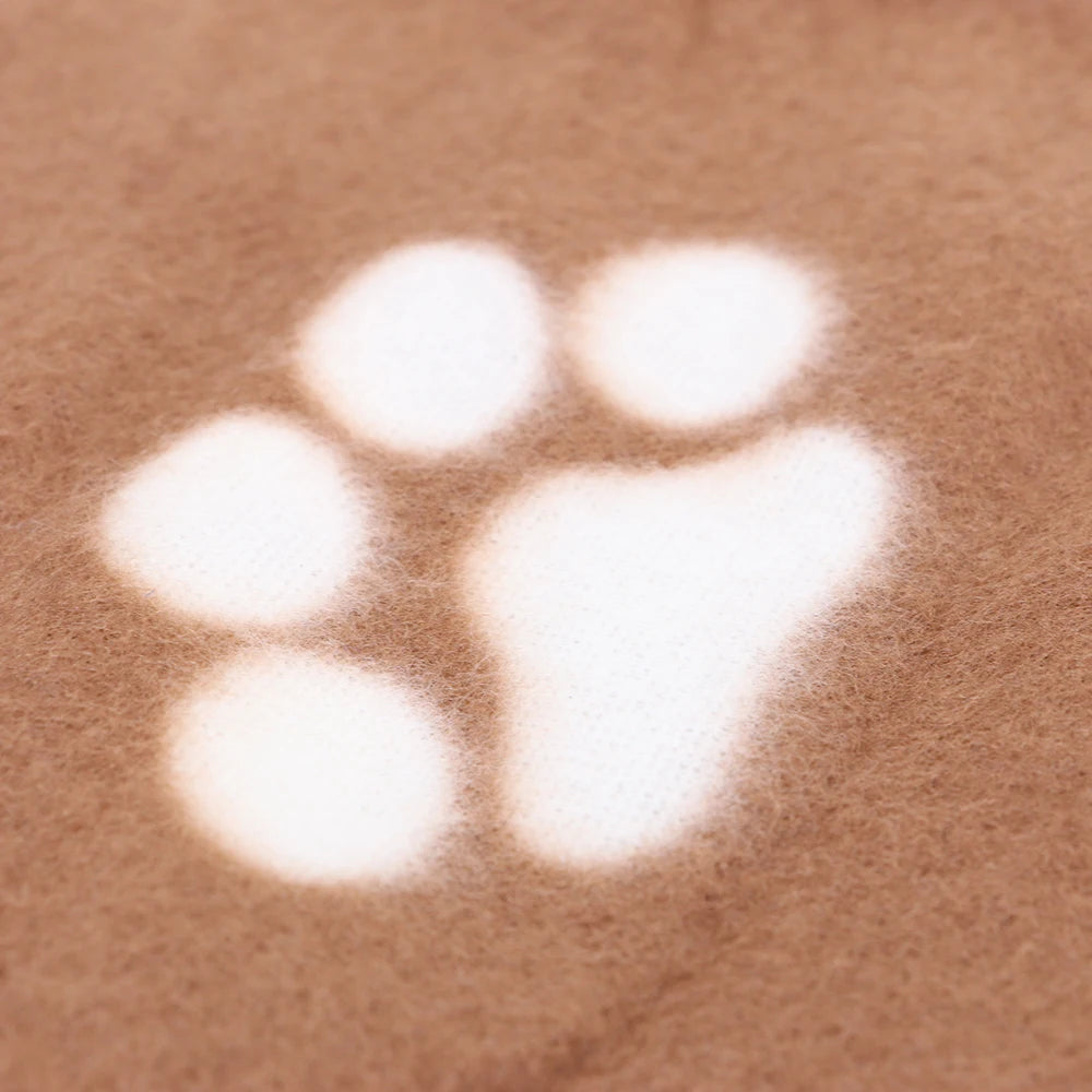 Washable Soft Dog Blanket with Paw Print – Bed Mat & Towel for Pets